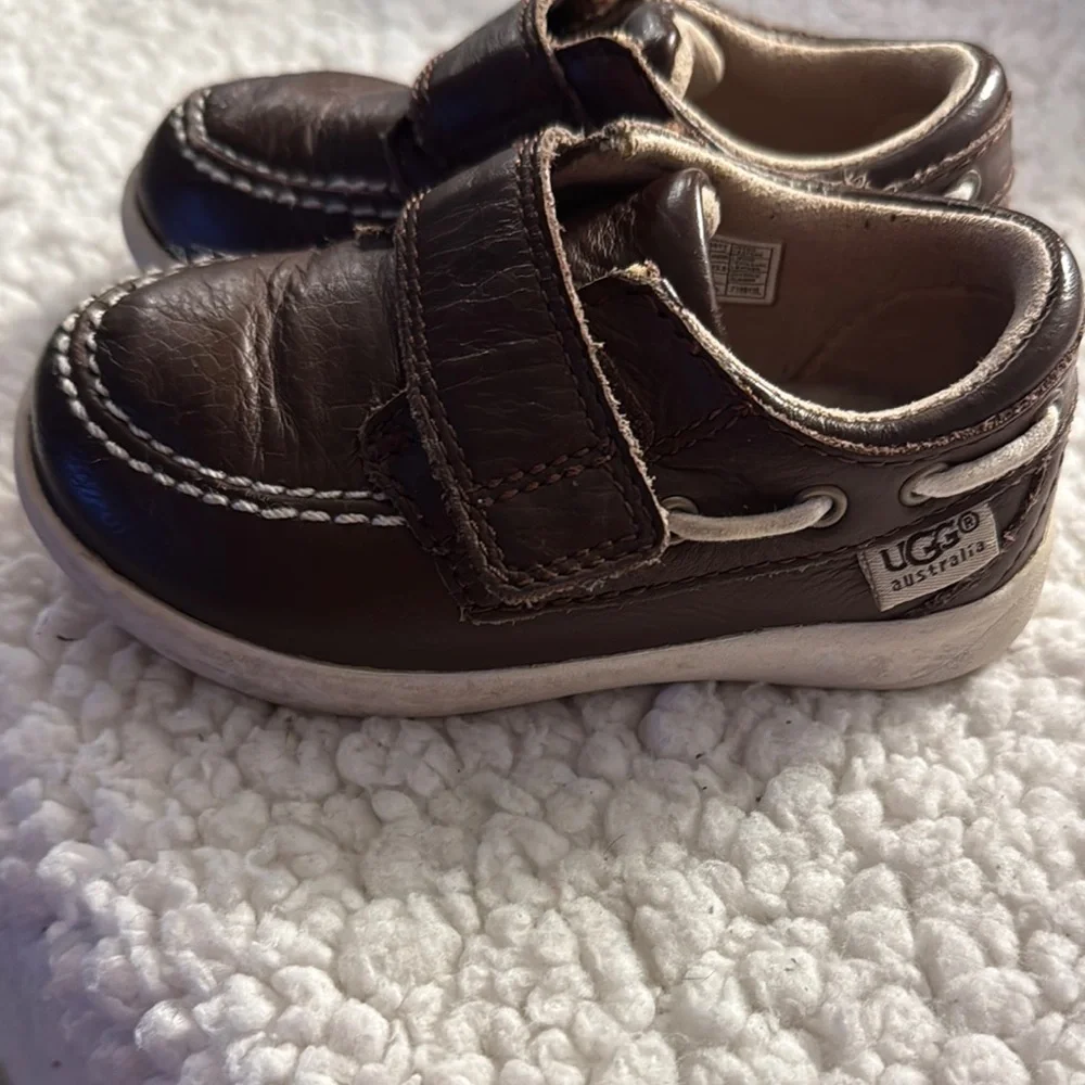 UGG Brown Moccasin Baby Shoes with Velcro Closure